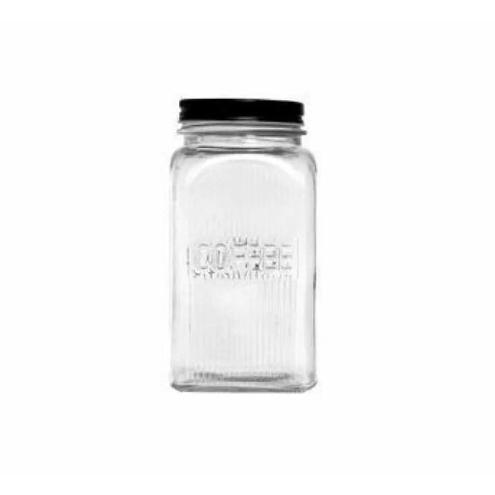 Regent Glass 1.2L Coffee Canister Square with Black Lid 11171