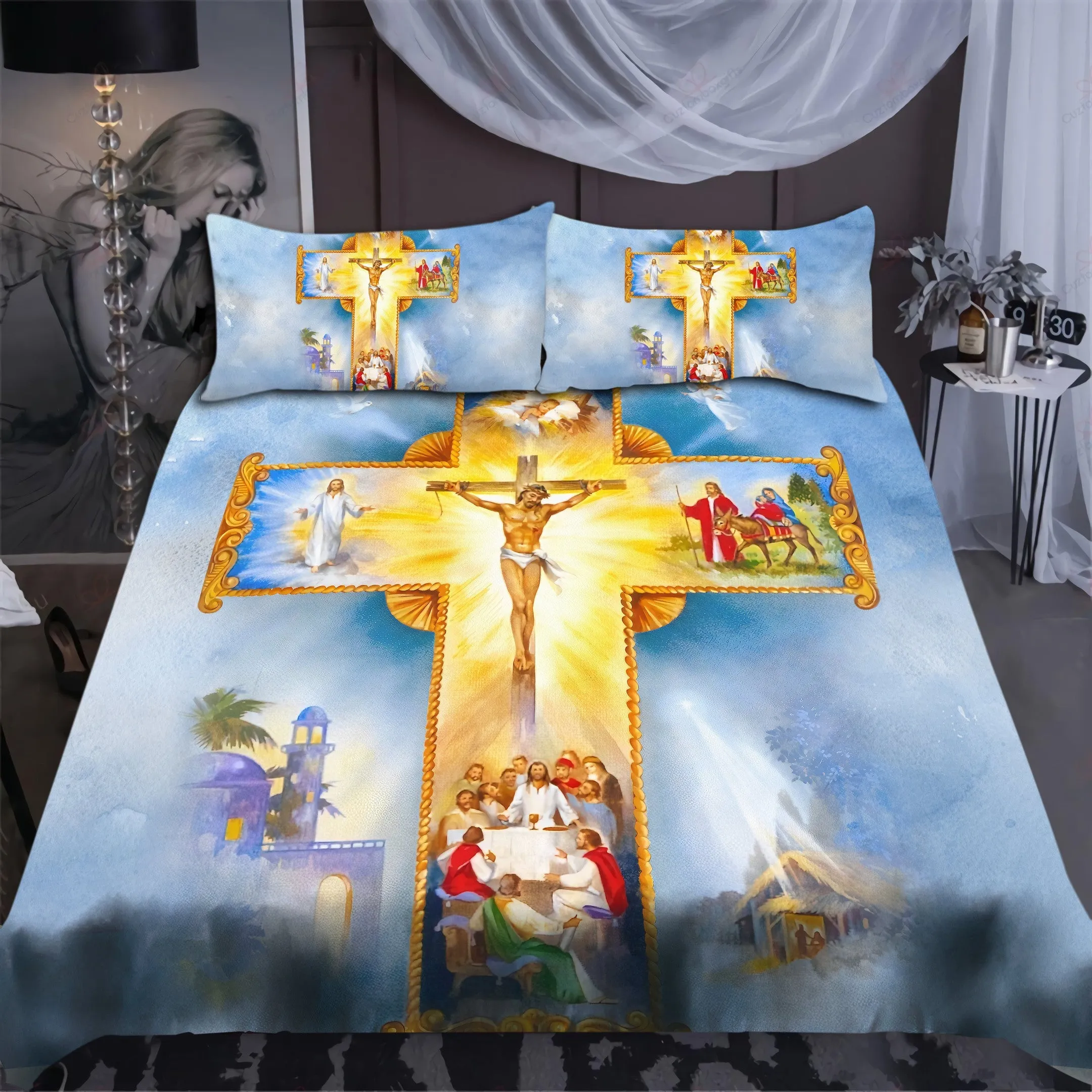 Respect The Cross Jesus Bedding Set - Christian Bedding Sets