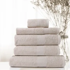 Royal Comfort 5 Piece Cotton Bamboo Towel Set 450GSM Luxurious Absorbent Plush - Beige