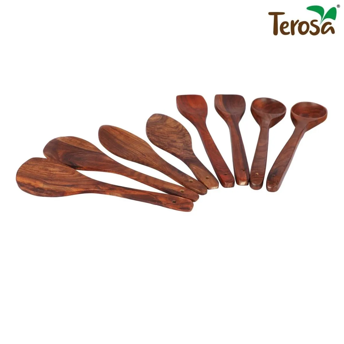 Rustic Queen Spatula Serving Set of 8 Indian Rosewood or Sheesham