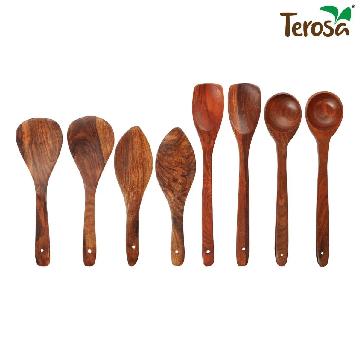 Rustic Queen Spatula Serving Set of 8 Indian Rosewood or Sheesham