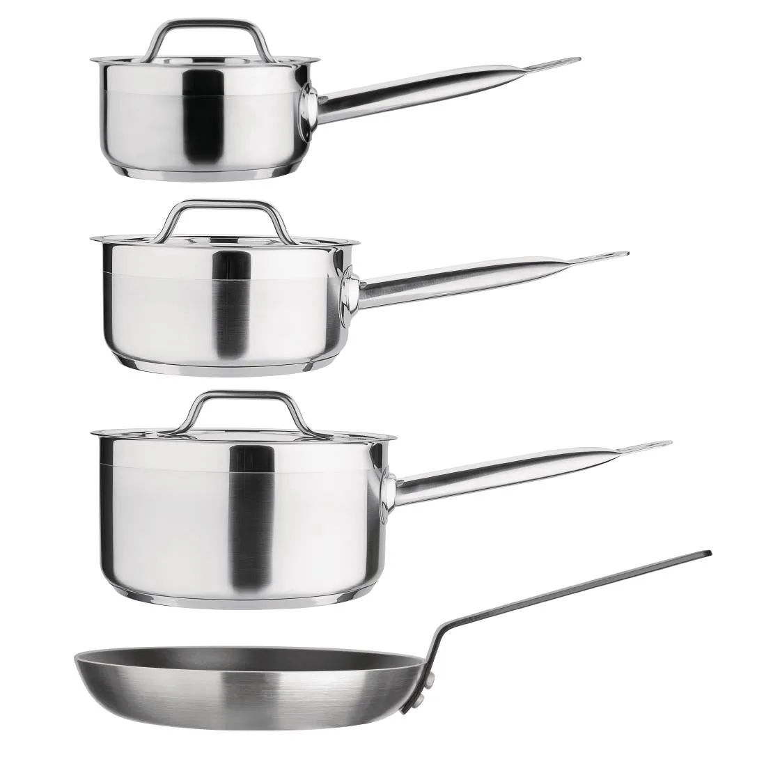 SA689 Nisbets Essentials Cook Like A Pro 4-Piece Saucepan and Frying Pan Set