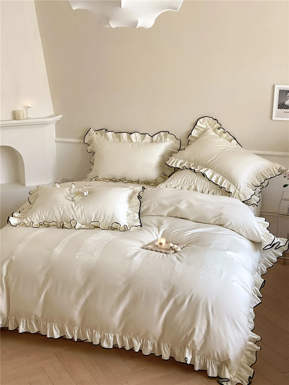 Satin Ruffle Bedding Set