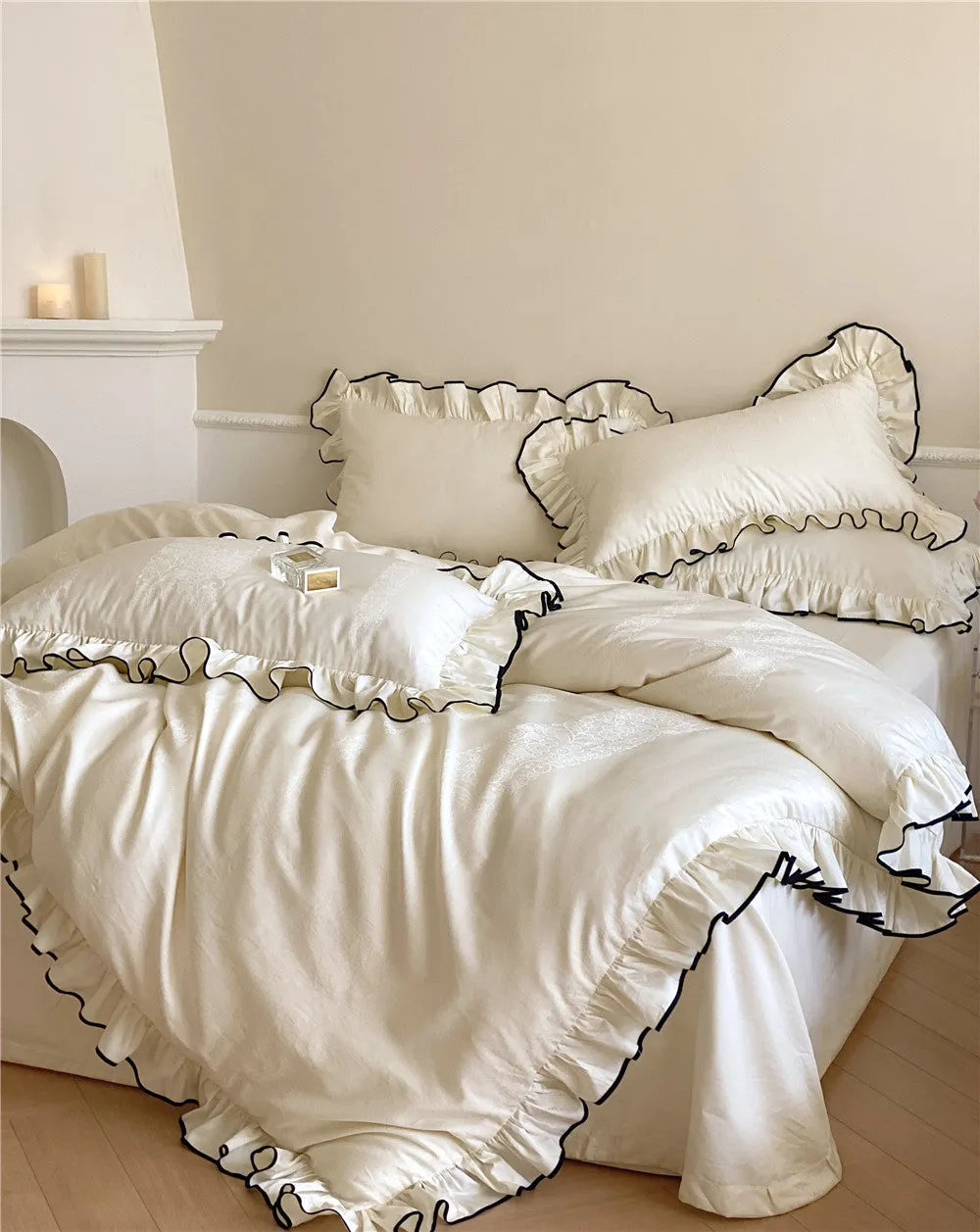 Satin Ruffle Bedding Set