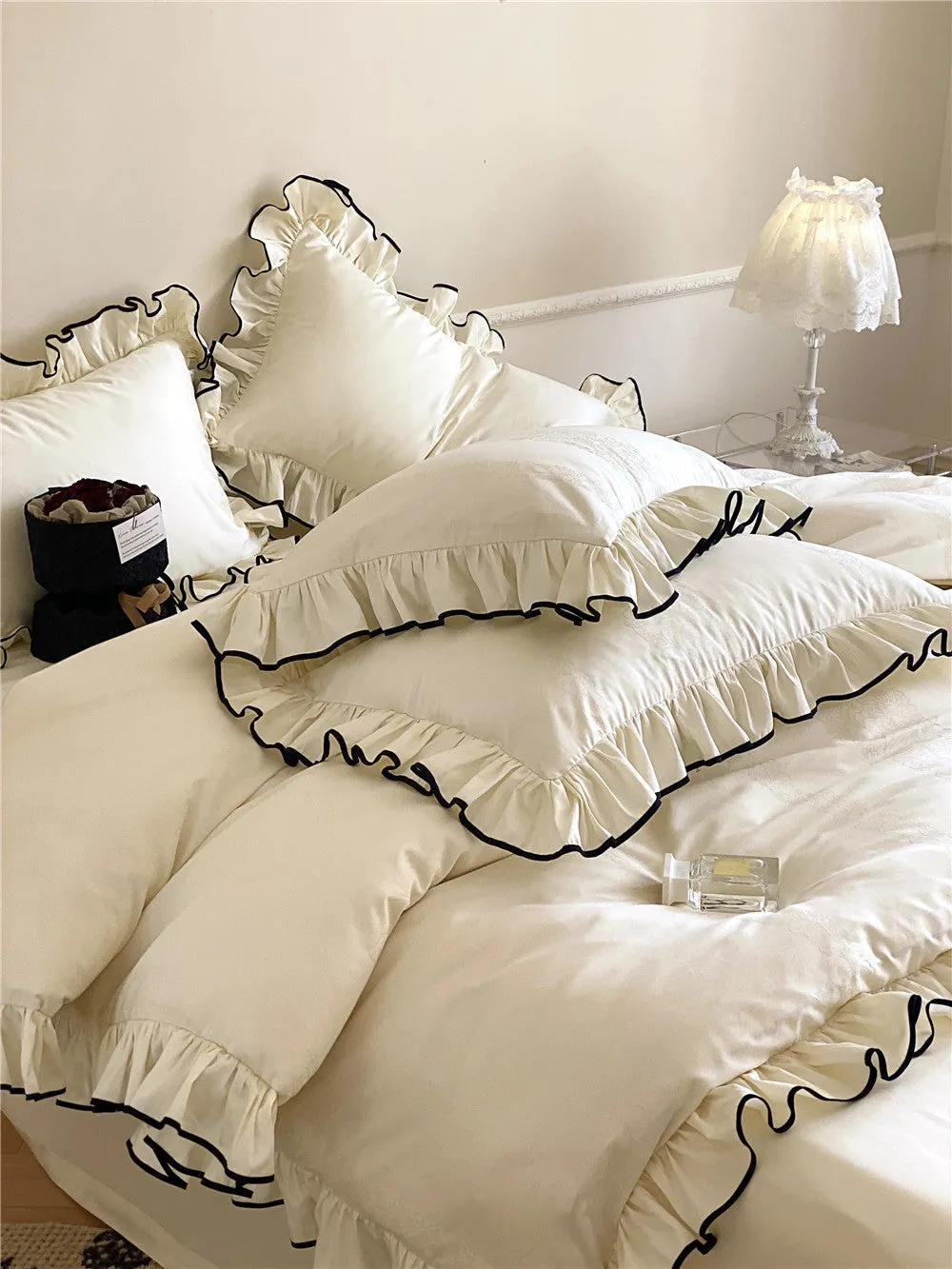 Satin Ruffle Bedding Set