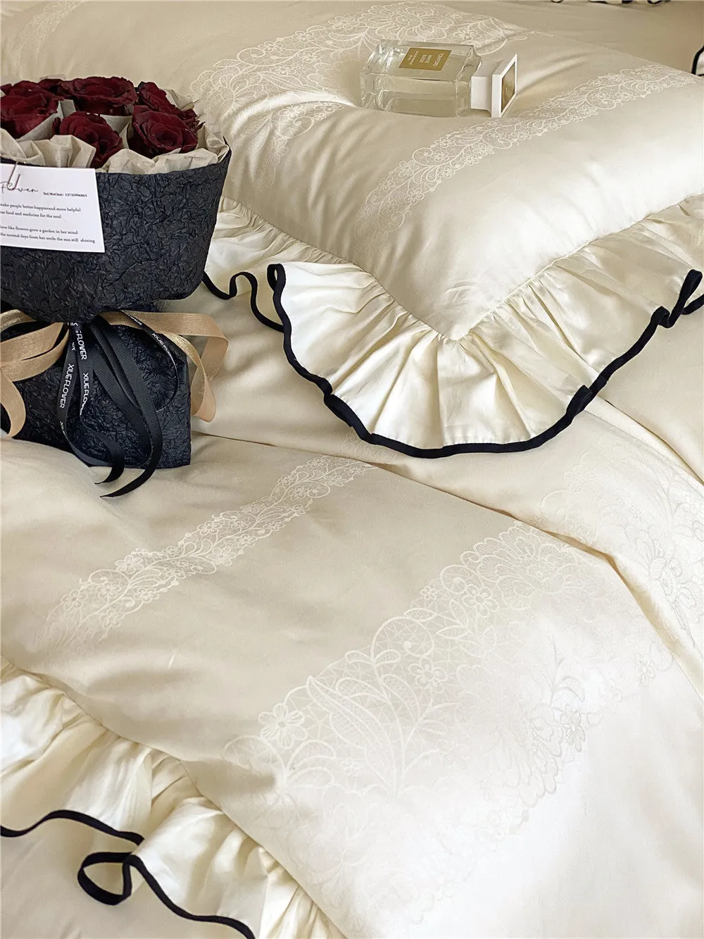 Satin Ruffle Bedding Set