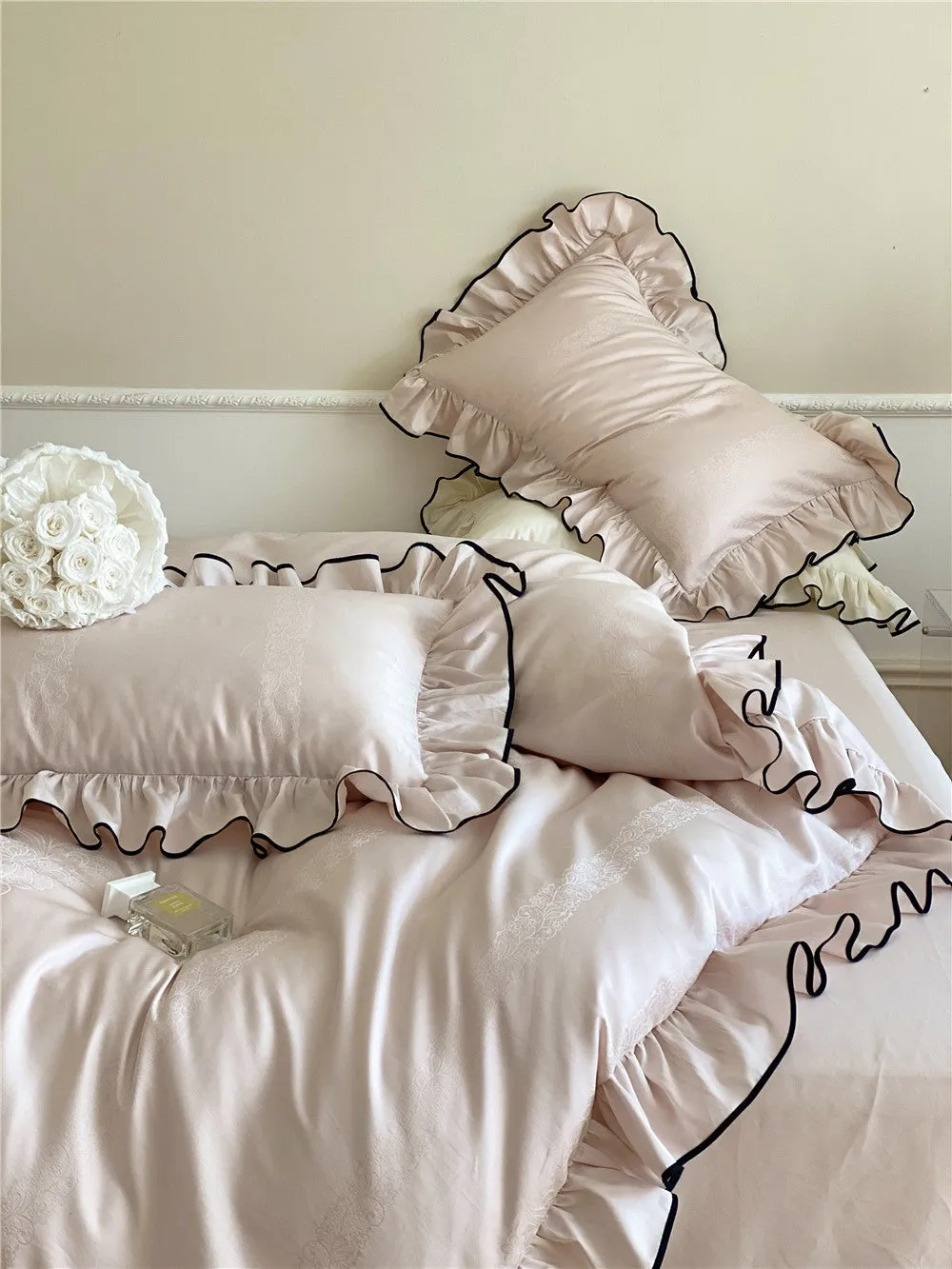 Satin Ruffle Bedding Set