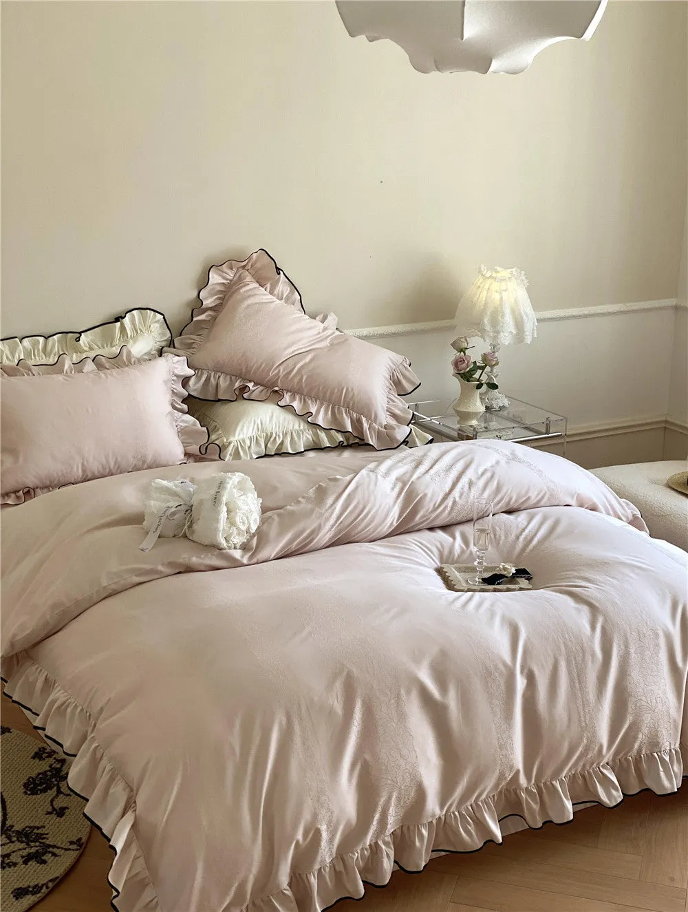 Satin Ruffle Bedding Set