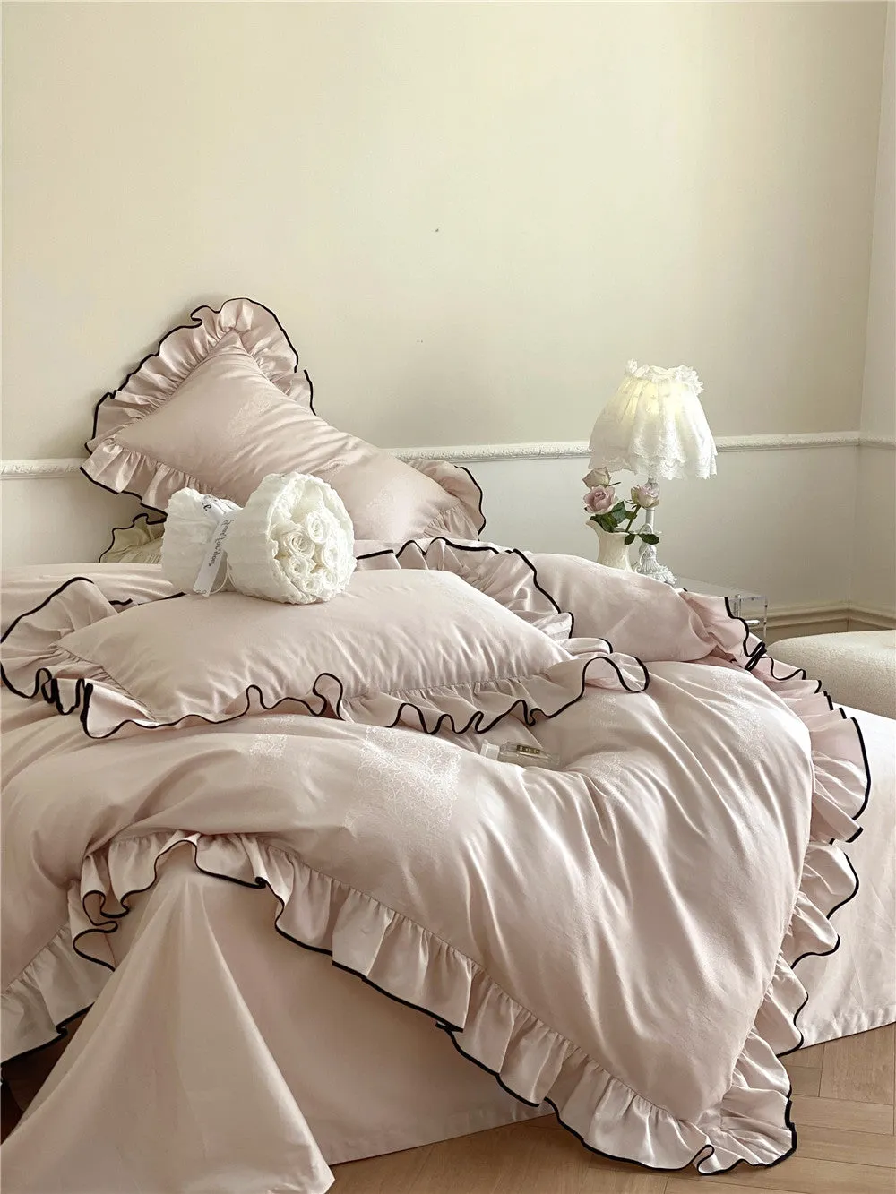 Satin Ruffle Bedding Set