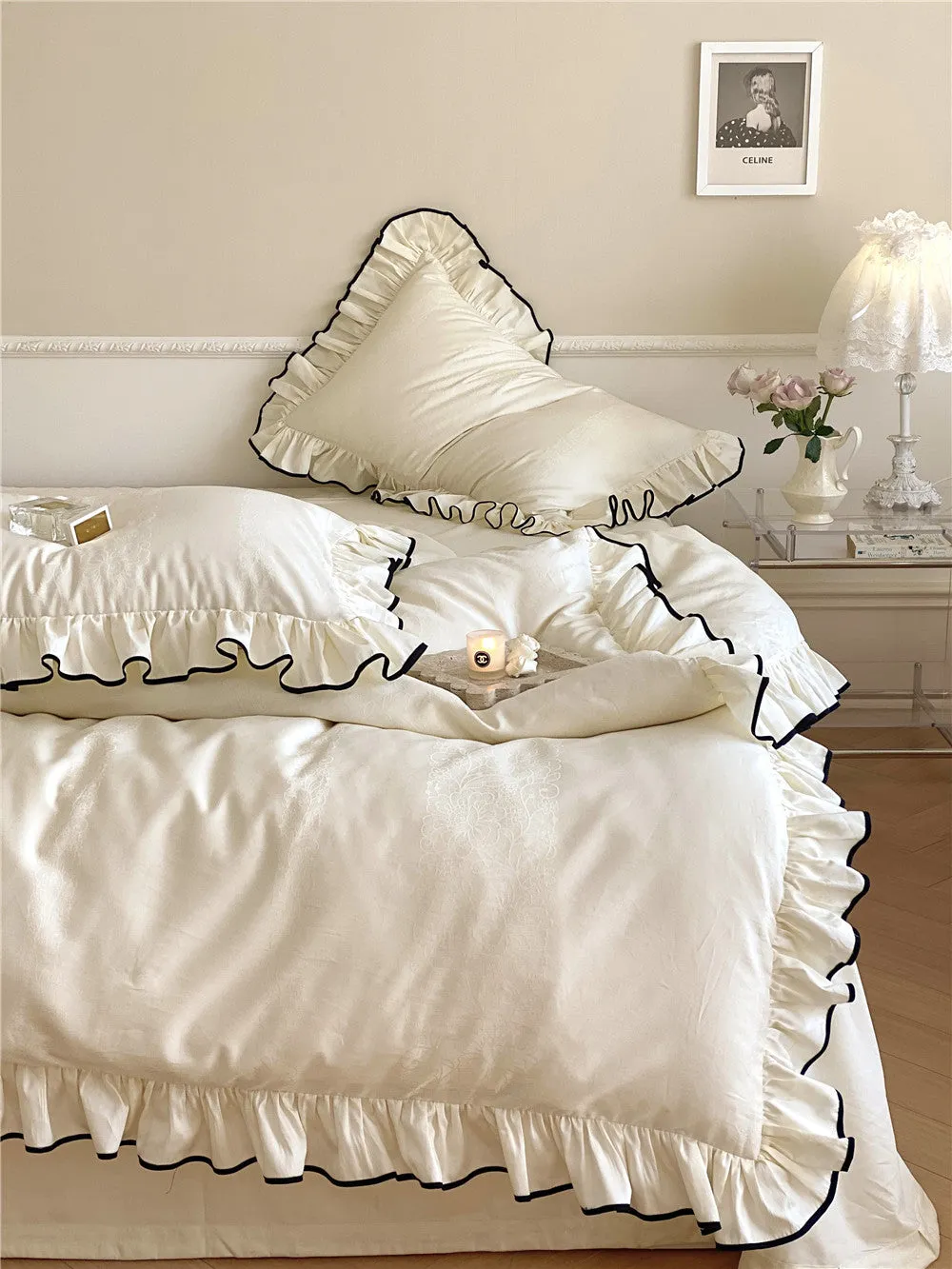 Satin Ruffle Bedding Set