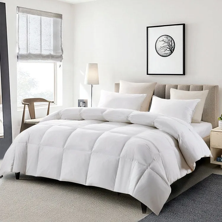 Serta 100% Cotton Goose Feather and Down Fiber Light Warmth King Comforter