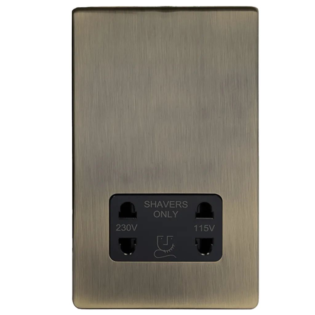 Shaver Socket Dual Voltage Aged Brass