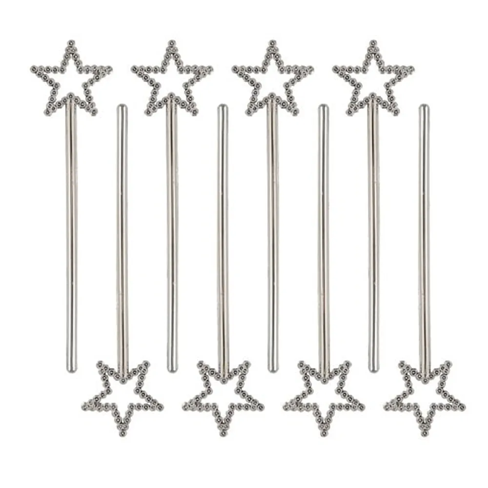 Silver Star Fairy Princess Wands - 16cm - Pack of 8