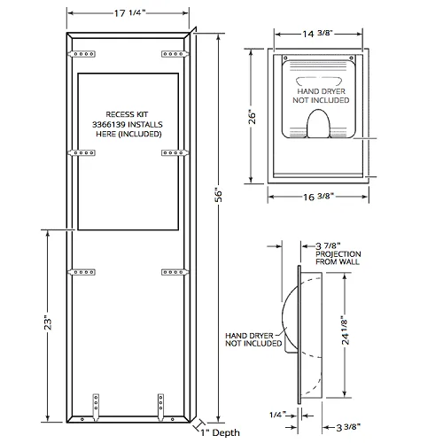 Sloan® XLERATOR®3366134 XChanger COMBO KIT (ADA Height) - Includes Sloan® Recess Kit 3366139 and ADA Height XChanger