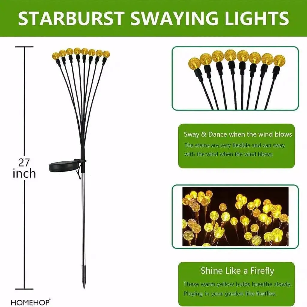 Solar Exterior Lights Waterproof LED Firefly Lighting For Home, Yard (Crystal, Warm)(Renewed)