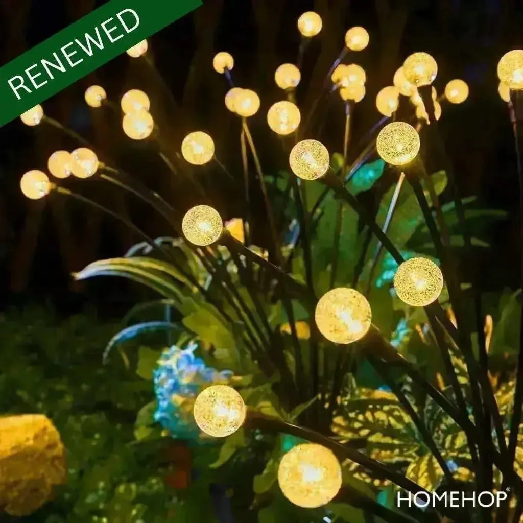 Solar Exterior Lights Waterproof LED Firefly Lighting For Home, Yard (Crystal, Warm)(Renewed)