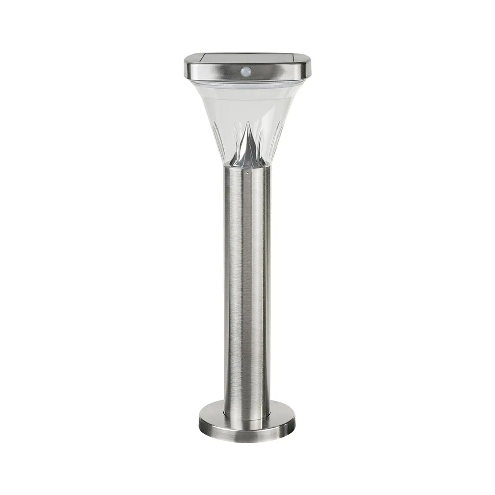 Solar LED Bollard Garden Light (1w) with Motion Sensor in Stainless Steel Solar Lighting Direct