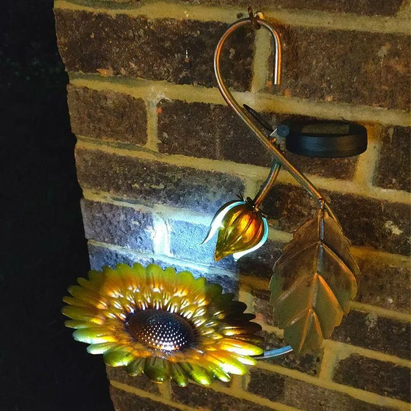 Solar LED Light Yellow Hanging Metal Bird Feeder