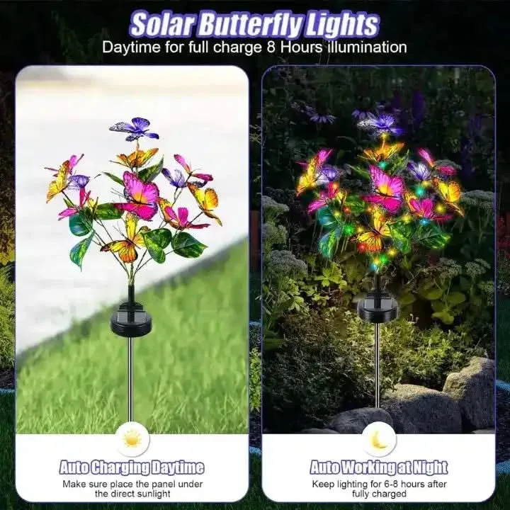 Solar LED Waterproof Outdoor Decoration Butterfly Lamp for Home and Garden (Pack of 2)