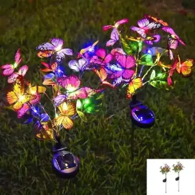 Solar LED Waterproof Outdoor Decoration Butterfly Lamp for Home and Garden (Pack of 2)