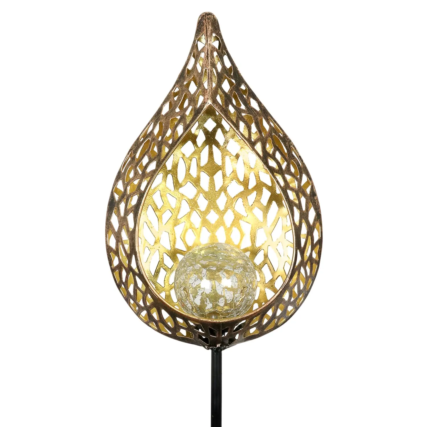 Solar Metal Filigree Full Flame Torch Garden Stake, 6.5 by 35.5 Inches