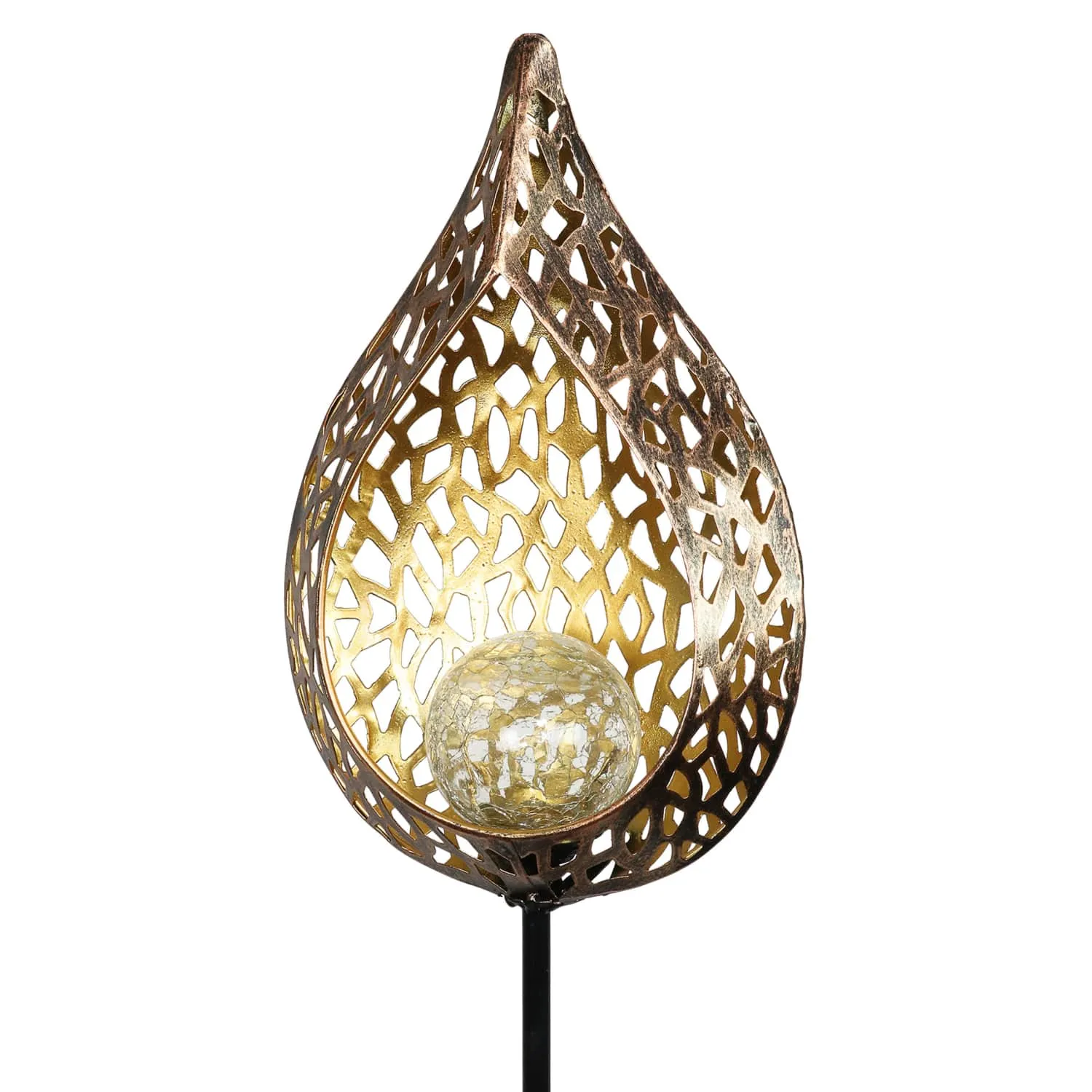 Solar Metal Filigree Full Flame Torch Garden Stake, 6.5 by 35.5 Inches