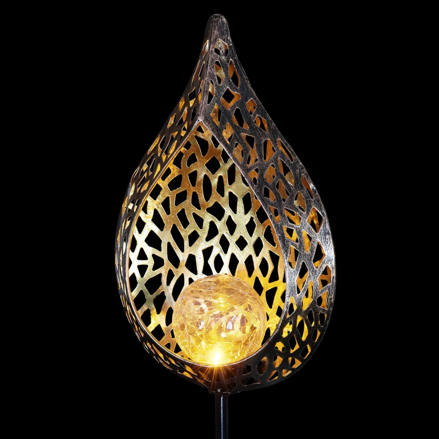 Solar Metal Filigree Full Flame Torch Garden Stake, 6.5 by 35.5 Inches