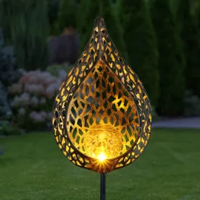 Solar Metal Filigree Full Flame Torch Garden Stake, 6.5 by 35.5 Inches