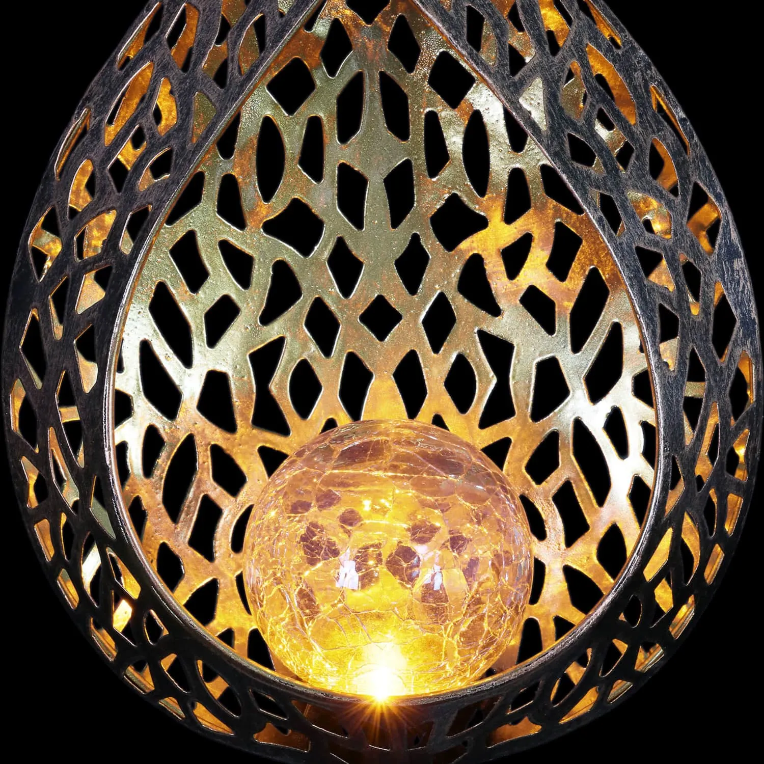 Solar Metal Filigree Full Flame Torch Garden Stake, 6.5 by 35.5 Inches