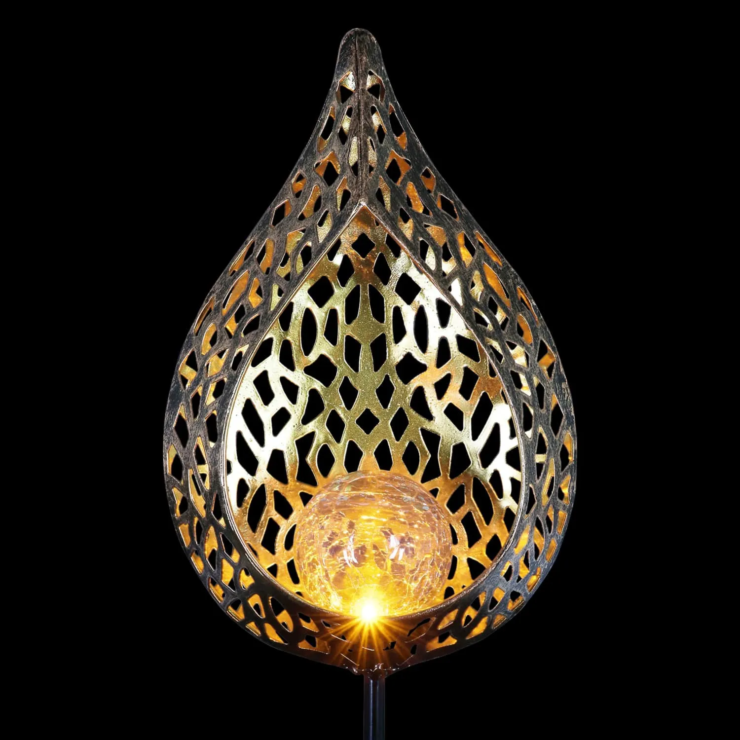 Solar Metal Filigree Full Flame Torch Garden Stake, 6.5 by 35.5 Inches