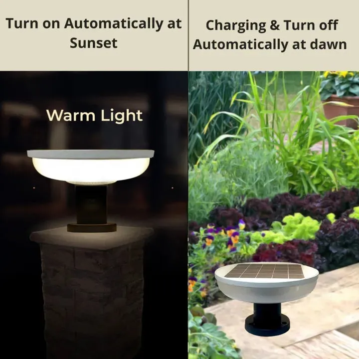 Solar Round Main Gate Pillar Decoration Light Waterproof, 15W for Outdoor, Home, Garden