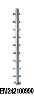 Stainless Steel 1 2/3" Corner Newel Post w/ Installed Mounting Plate and Flange Canopy