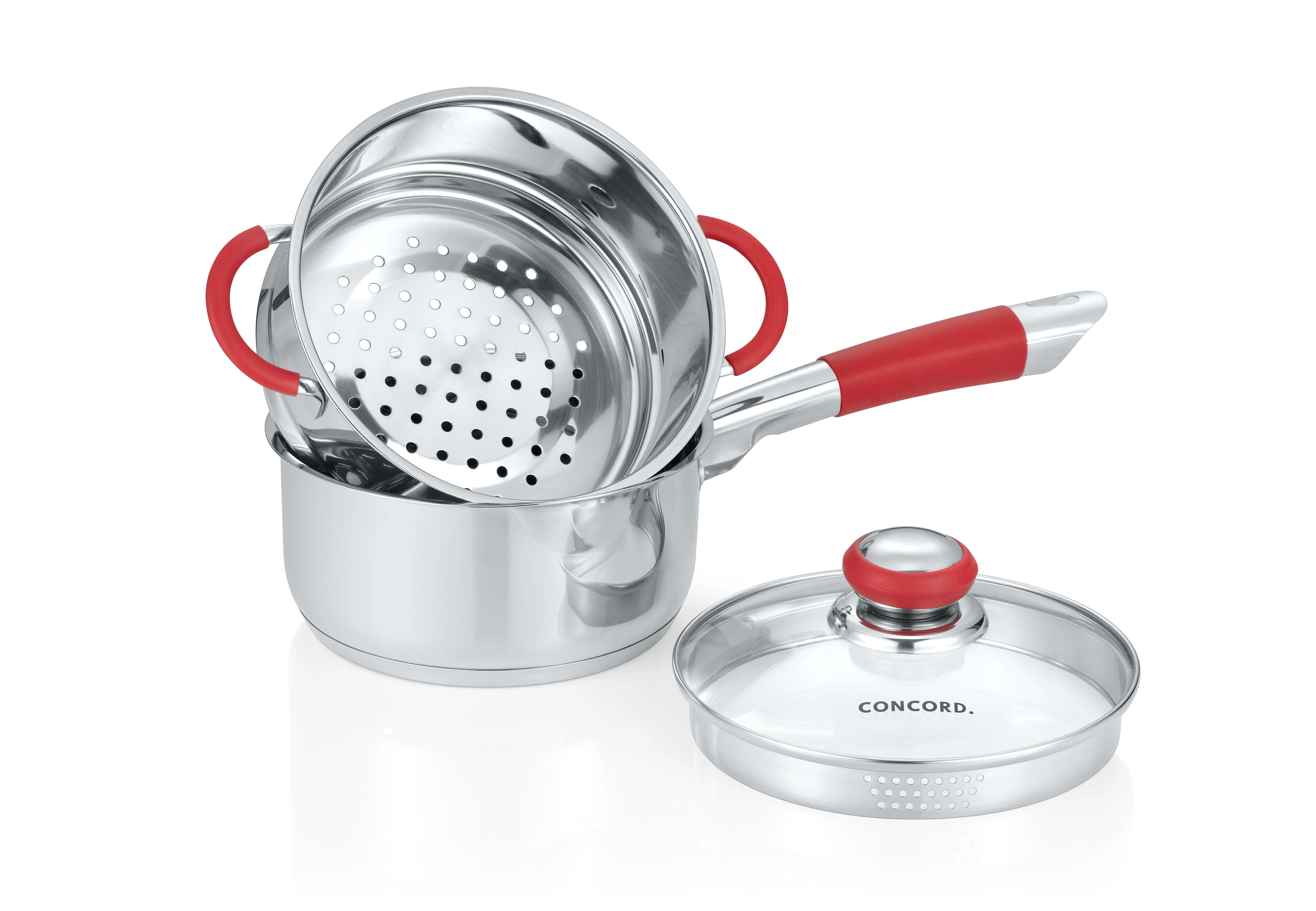 Stainless Steel SIMPLE POUR Saucepan with Steamer Tier