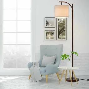 Standing Industrial Arc Light with Hanging Lamp Shade Bedroom