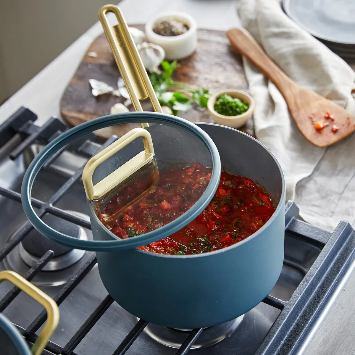 Stanley Tucci™ Ceramic Nonstick 4-Piece Saucepan Set | Venetian Teal