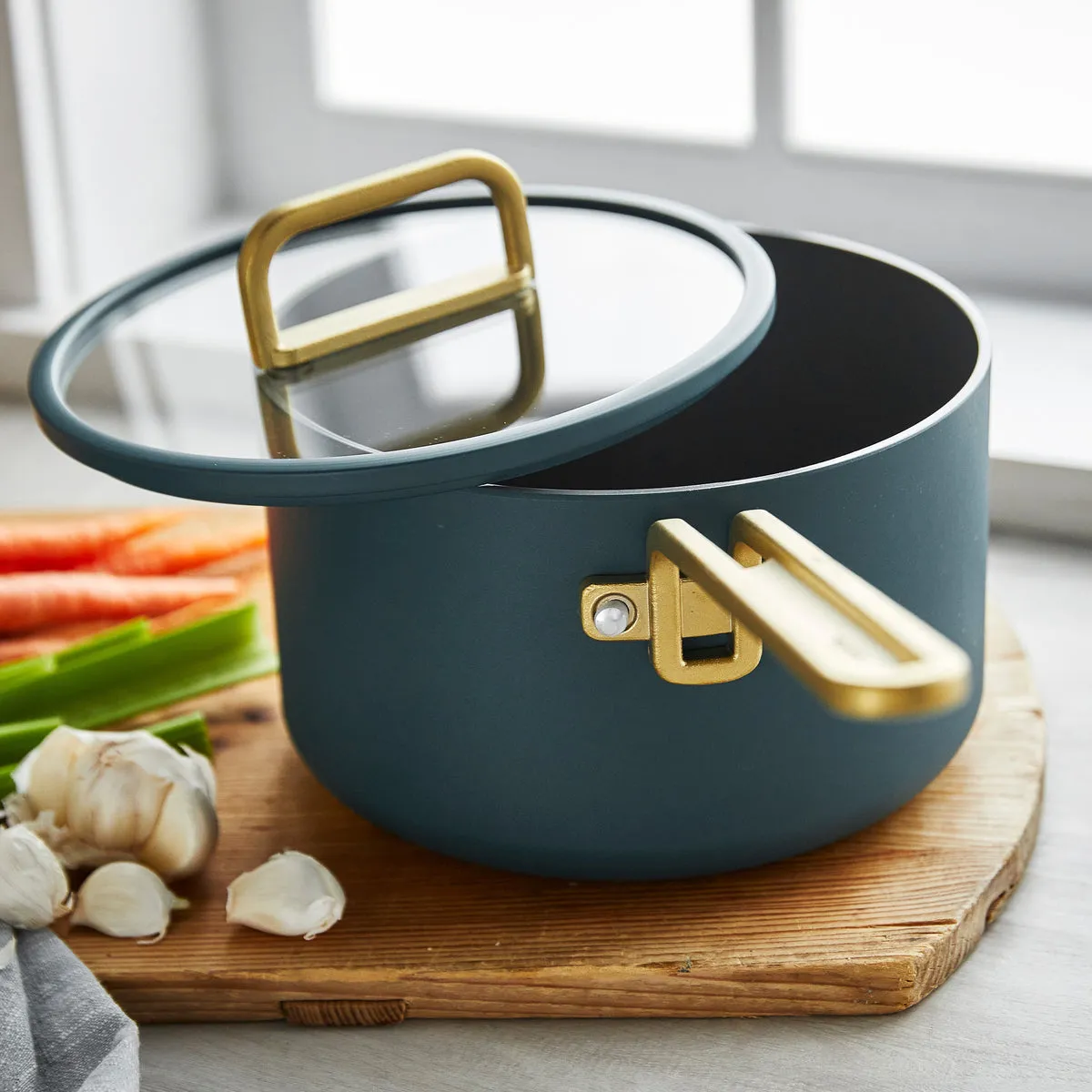 Stanley Tucci™ Ceramic Nonstick 4-Quart Saucepan with Lid | Venetian Teal