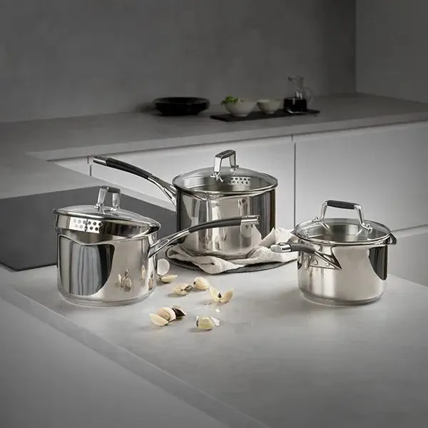 Stellar Induction 3 Piece Draining Saucepan Set