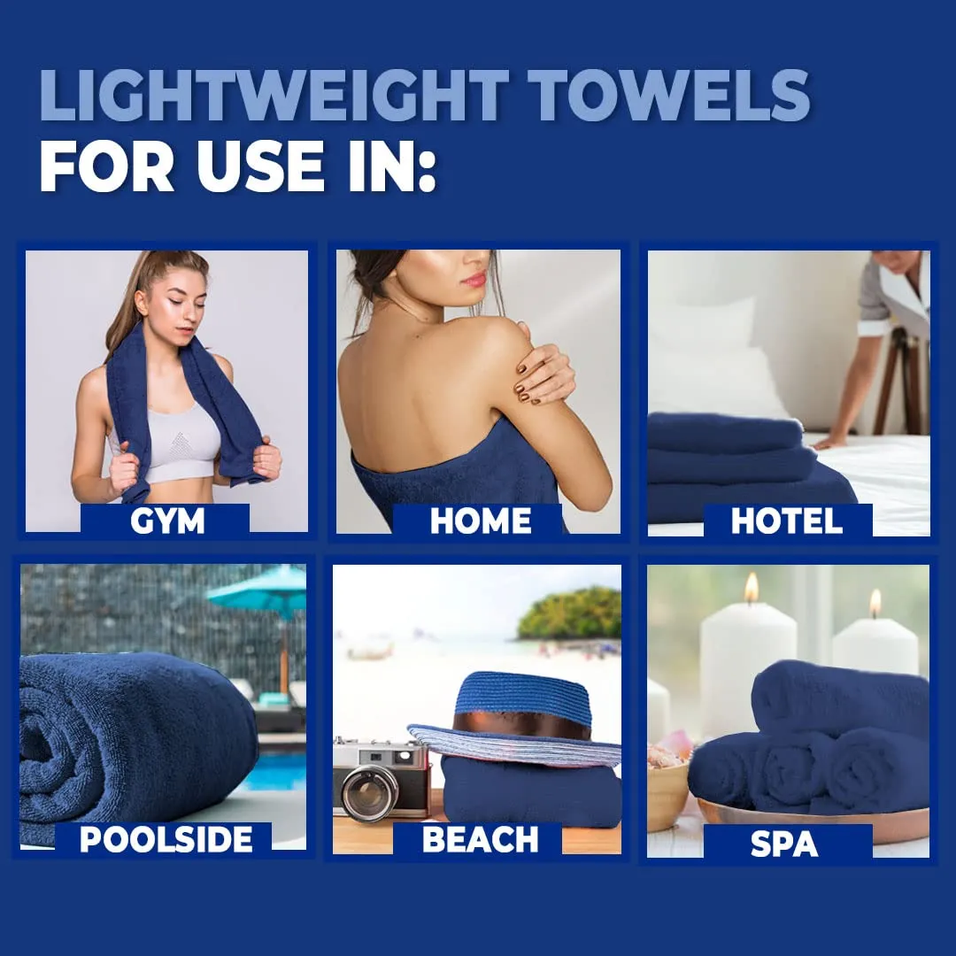 The Better Home Bamboo Bath Towel for Men & Women | 450GSM Bamboo Towel | Ultra Soft, Hyper Absorbent & Anti Odour Bathing Towel | 27x54 inches (Pack of 2, Beige   Royal Blue)