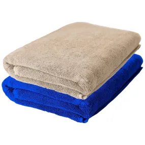 The Better Home Bamboo Bath Towel for Men & Women | 450GSM Bamboo Towel | Ultra Soft, Hyper Absorbent & Anti Odour Bathing Towel | 27x54 inches (Pack of 2, Beige   Royal Blue)