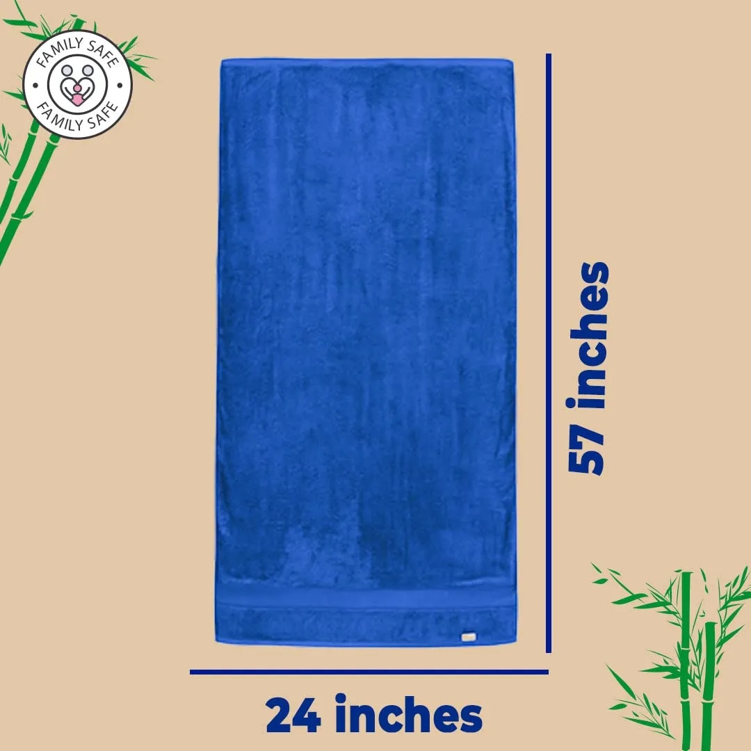 The Better Home Bamboo Bath Towel for Men & Women | 450GSM Bamboo Towel | Ultra Soft, Hyper Absorbent & Anti Odour Bathing Towel | 27x54 inches (Pack of 2, Beige   Royal Blue)