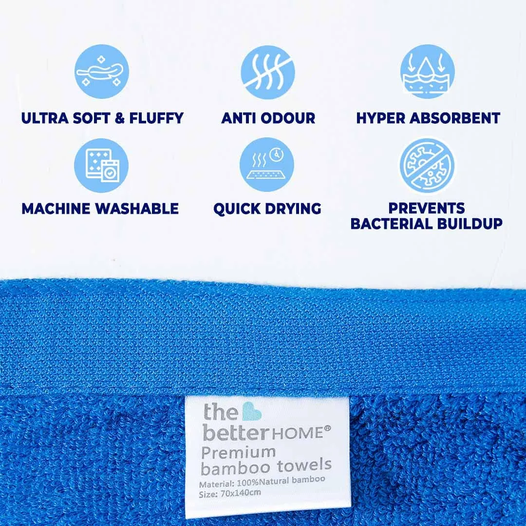 The Better Home Bamboo Bath Towel for Men & Women | 450GSM Bamboo Towel | Ultra Soft, Hyper Absorbent & Anti Odour Bathing Towel | 27x54 inches (Pack of 2, Red   Royal Blue)