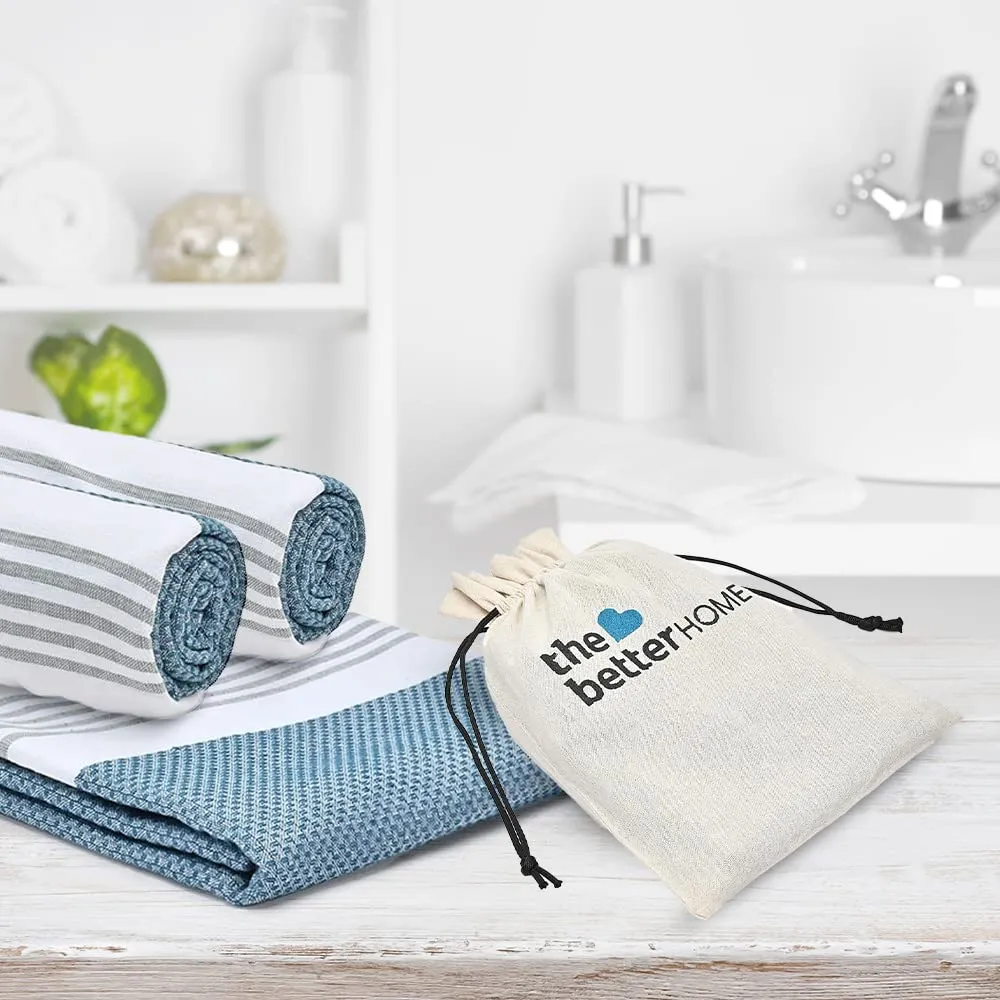 The Better Home Cotton Bath Towel Set (2Pcs - 150cmx75cm, 200gsm) | Soft Bath Towel for Men | Good Absorbency Quick Dry Towel | Hair Drying Towel for Women | Turkey Towels for Bath Large Size (Blue)