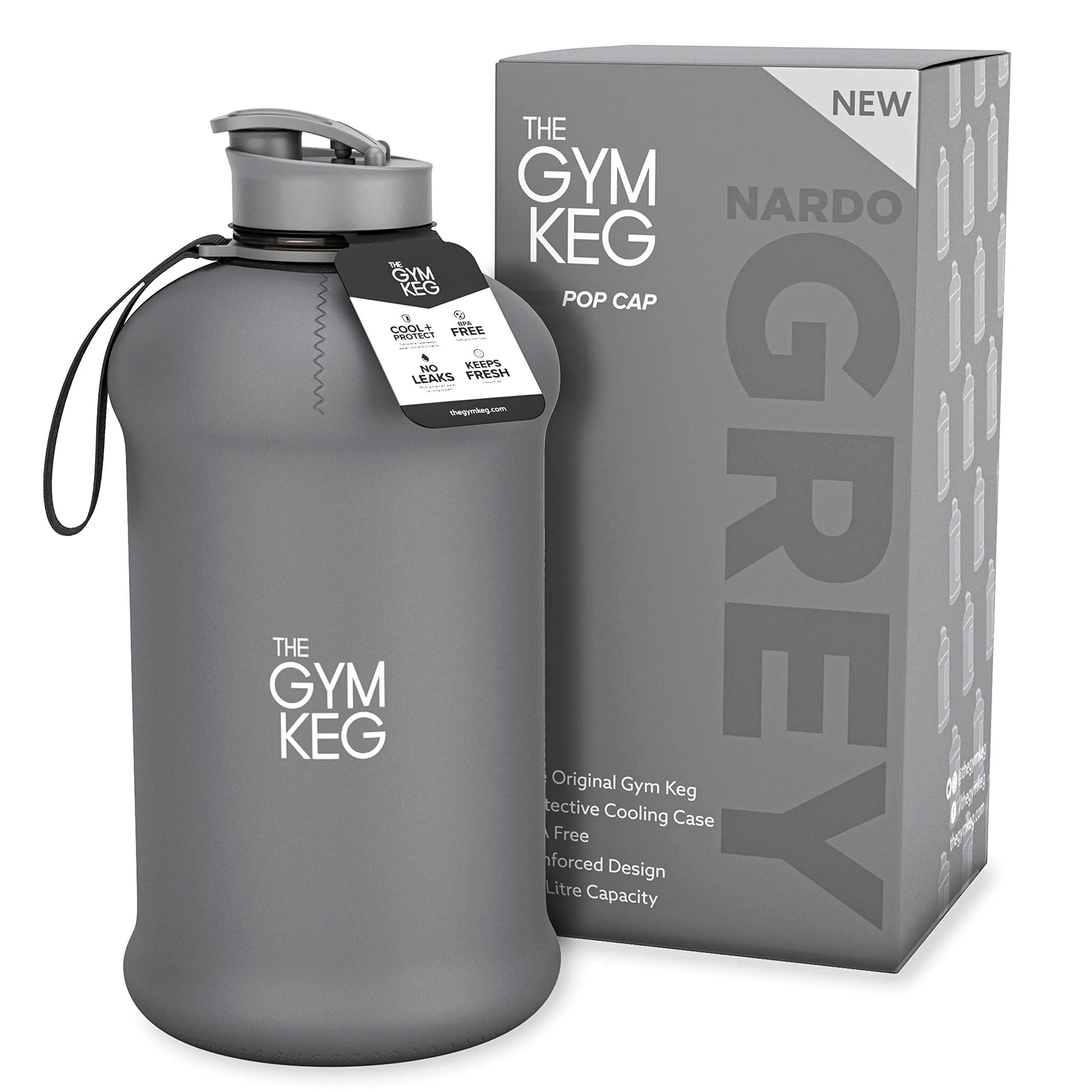 THE GYM KEG Sports Water Bottle (2.2 L) Insulated | Half Gallon | Carry Handle | Big Water