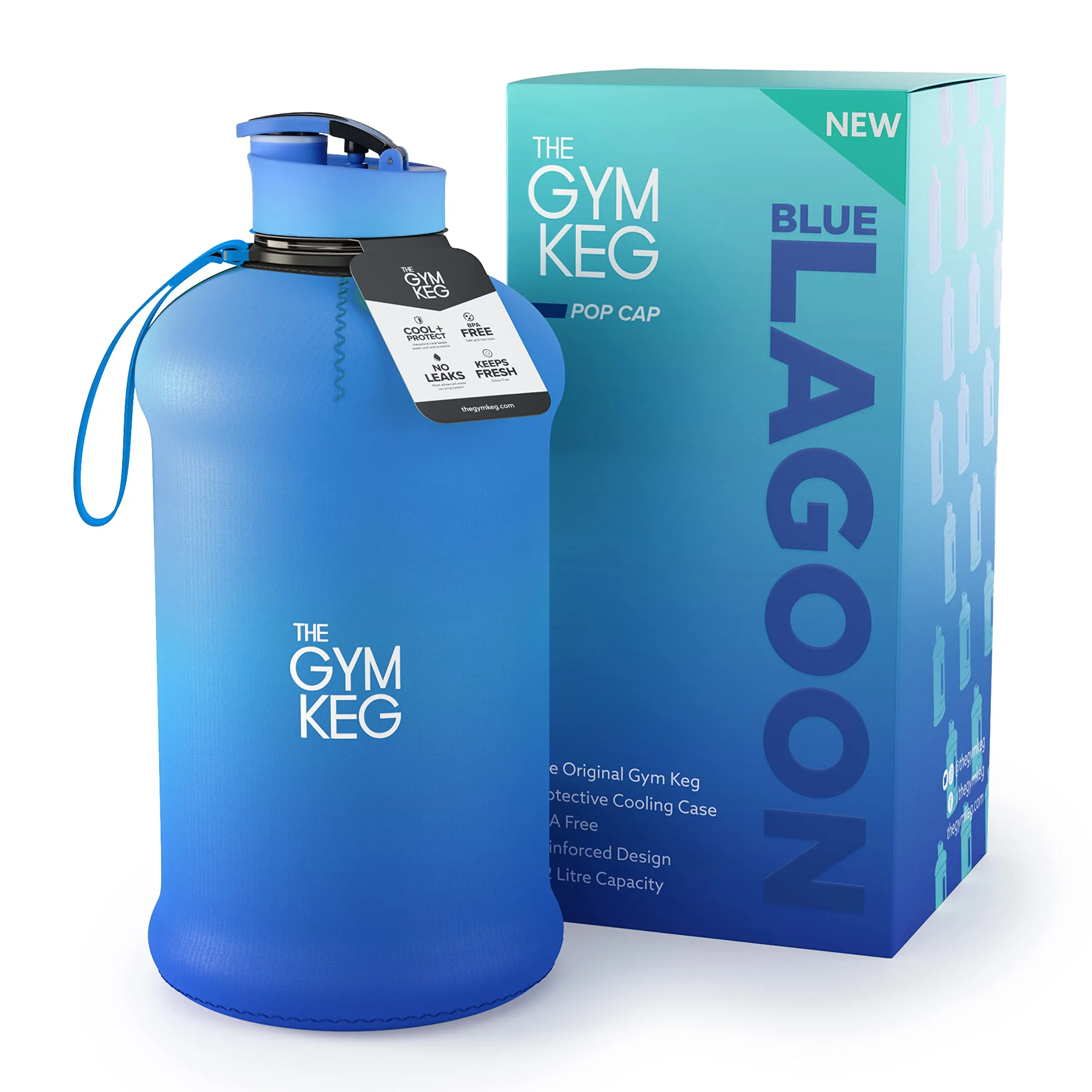 THE GYM KEG Sports Water Bottle (2.2 L) Insulated | Half Gallon | Carry Handle | Big Water