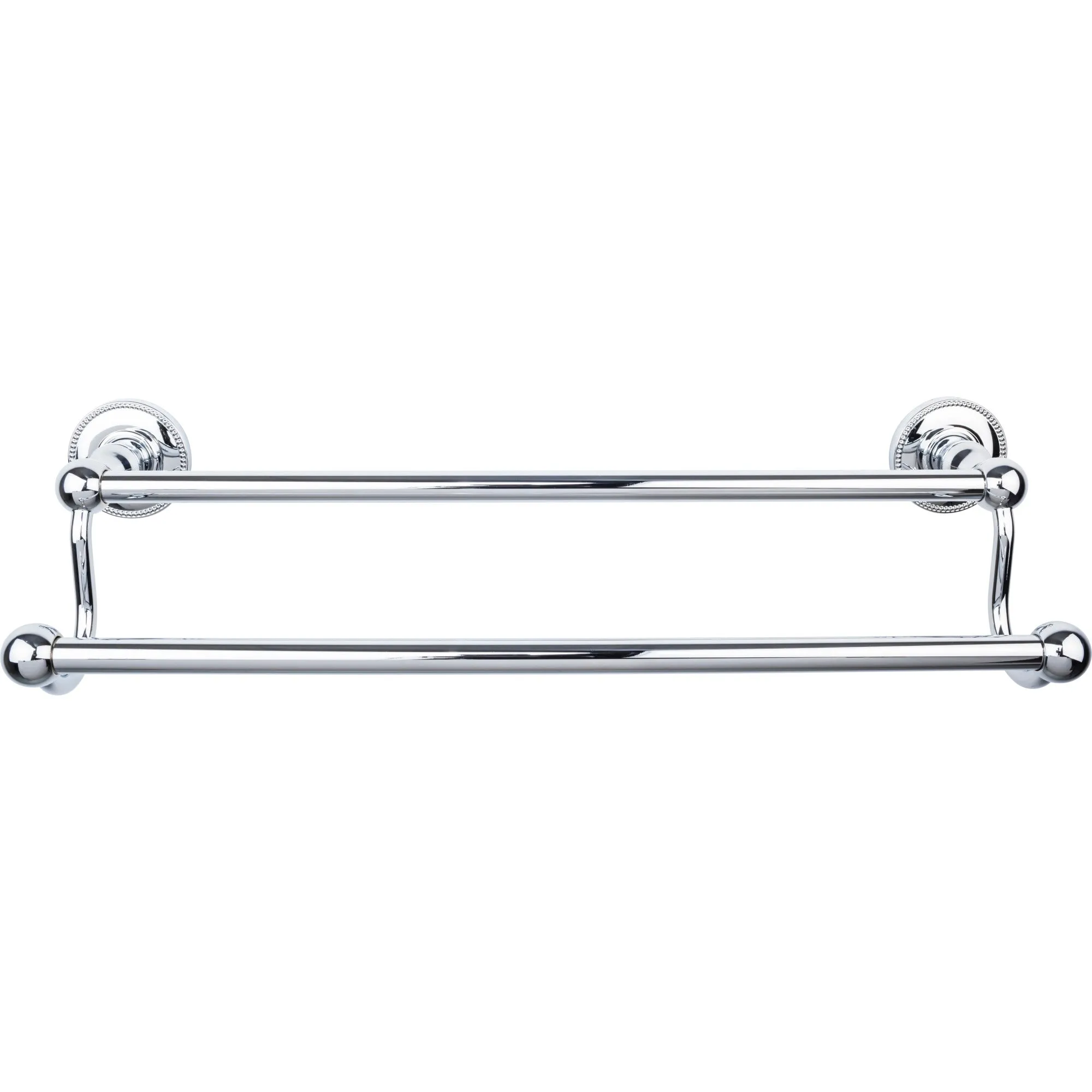 Top Knobs ED7PCA Edwardian Bath Towel Bar 18 In. Double - Beaded Bplate Polished Chrome