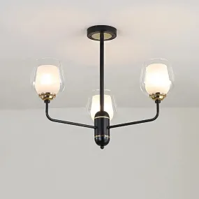 Traditional Black Cup Shape Chandelier with Clear Glass: 3/6/8 Lights, Pendant Light Fixture for Living Room