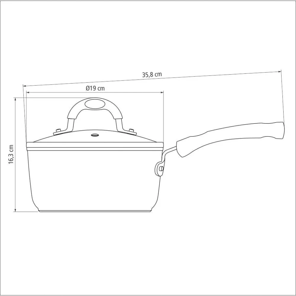 Tramontina Brazil  Monaco Induction 18cm 2L Black Aluminum Saucepan with Interior and Exterior Starflon Premium PFOA Free Nonstick Coating