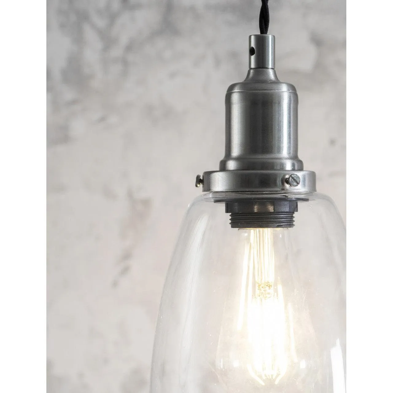 Trio of Hoxton Domed Pendant Light - Satin Nickel