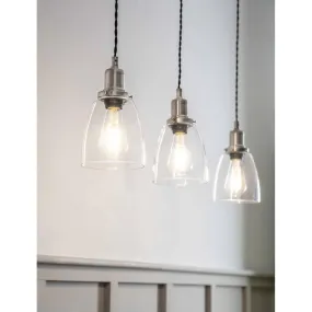 Trio of Hoxton Domed Pendant Light - Satin Nickel