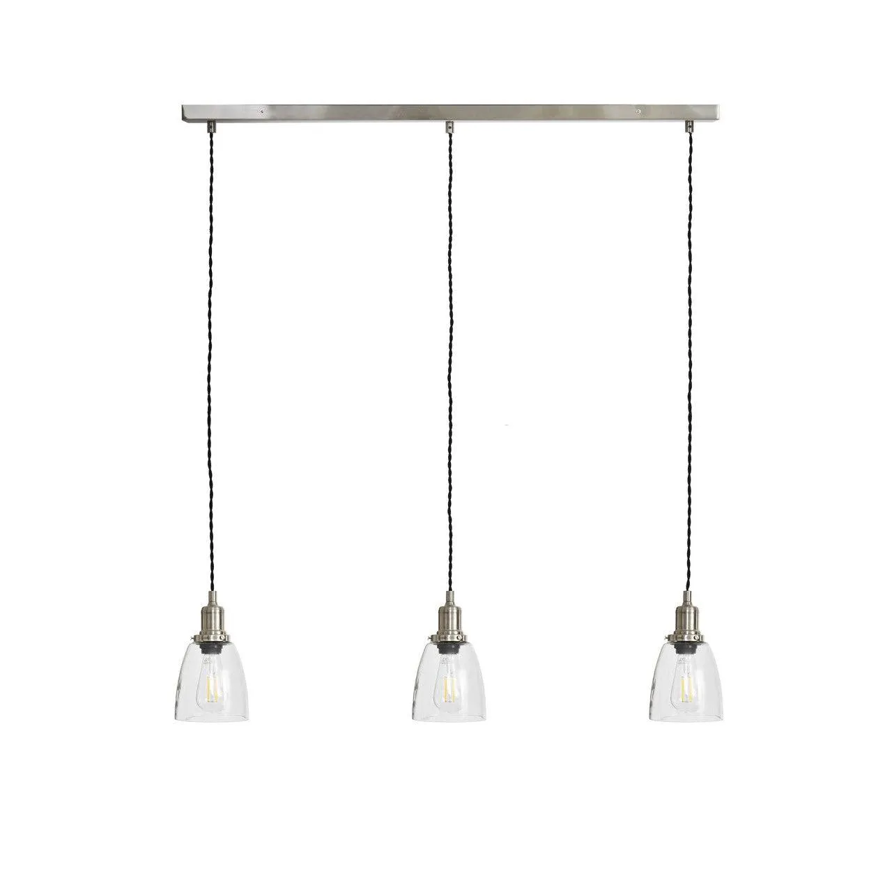 Trio of Hoxton Domed Pendant Light - Satin Nickel